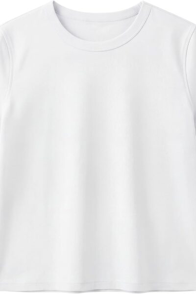 Women Cotton T-Shirts Crewneck Short Sleeve Basic Tees Summer Casual Solid Crop Tops