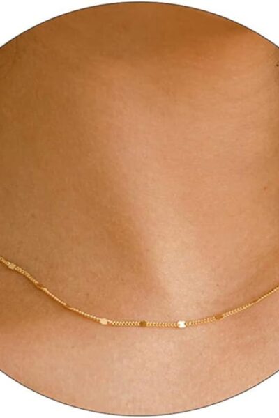 14K Gold/Silver Plated  Necklace for Women Shining Dots  Gold Chain Necklace Beads Sparkle Chain Necklace Link Chain Exquisite Jewelry for women