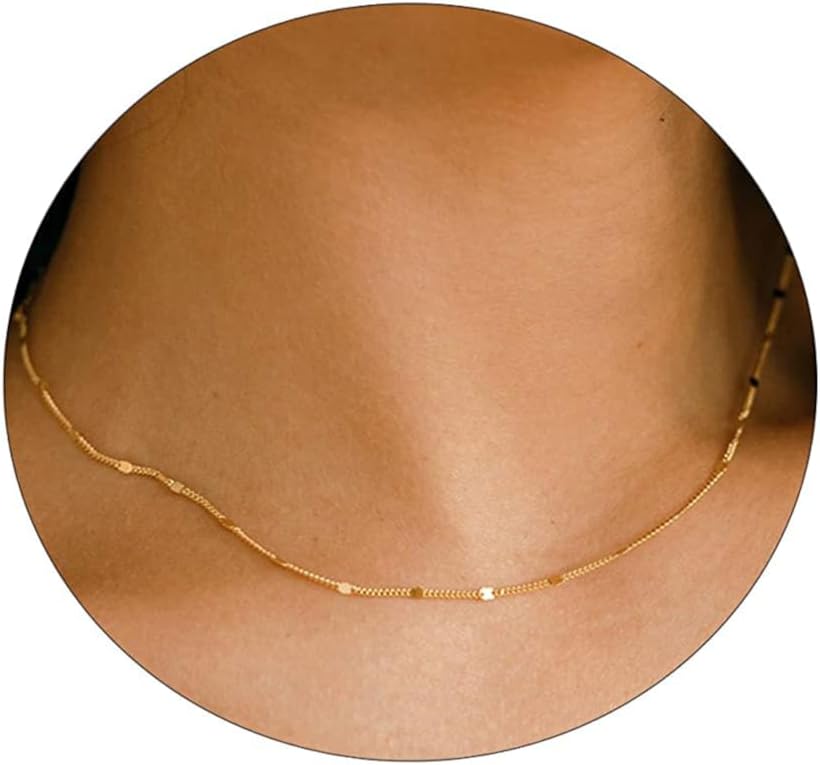 14K Gold/Silver Plated Necklace for Women Shining Dots Gold Chain Necklace Beads Sparkle Chain Necklace Link Chain Exquisite Jewelry for women