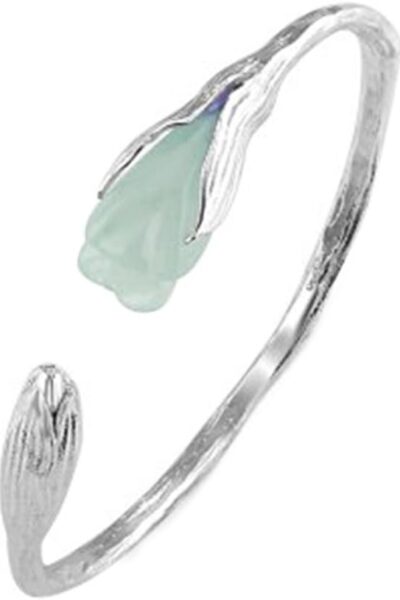 Handcraft Sterling Silver Cuff Bracelet with Sculpted Gardes Silver Bangle