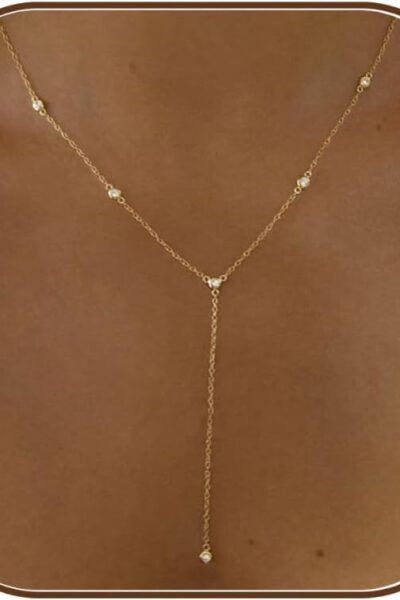 Gold Necklace for Women, Dainty Gold Long Necklaces 14k Gold Plated Prom  Necklace Cute  Necklaces for Women Trendy Stuff Fashion Costume Gold Accessories Christmas Jewelry fts