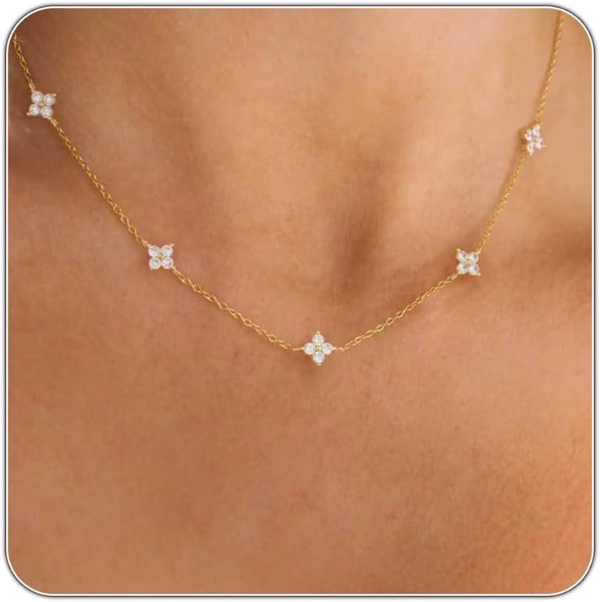 Dainty Silver Gold Necklaces for Women Cute Simulated Diamond Necklace Simple Layering Necklace Trendy Jewelry fts