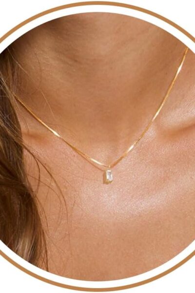 Diamond Necklaces for Women 14K Gold Plated Emerald Birthstone Necklace for Women Mothers Dainty Gold Necklace Blue Green Cubic Zirco Pendant Necklace Birthday fts for Women Jewelry