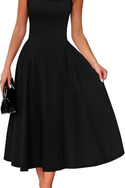 Summer Dresses for Women Square Neck Corset A Line Maxi Dress Ruffle Ruched Waist Flowy Outfits