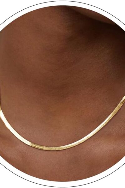 14K Gold Plated Herringbone Necklaces for Women, Dainty Gold Snake  Chain Non Tarnish Trendy Simple Thin & Chunky Options Neckalce 1.5/3/5/6/8mm Chain Jewelry for fts