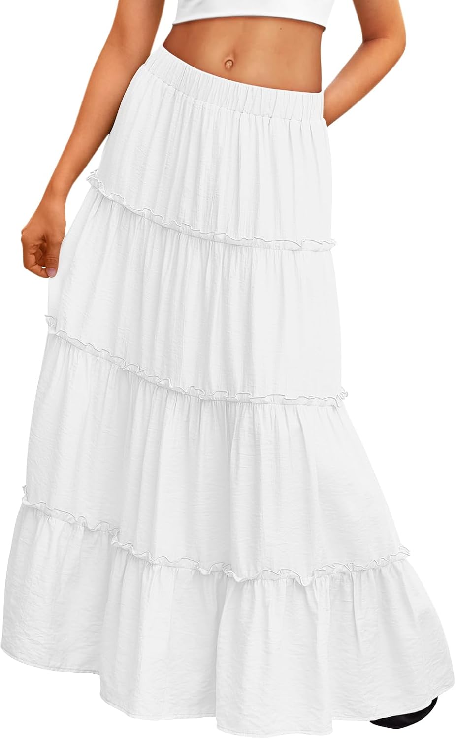Vacation Outfits Long Skirts for Women Maxi Skirt Elastic High Waist Dress with Pockets Fashion