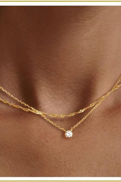 Dainty 14k Gold Plated/Silver Cubic Zirco Necklaces for Women, Simple  Jewelry Necklaces Trendy fts