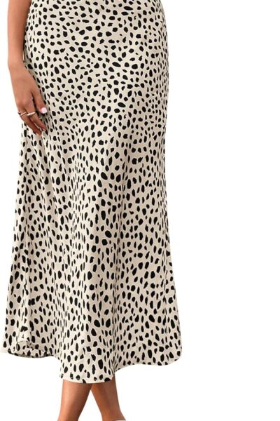 Satin Skirts for Women Trendy Spring Summer High Waisted Leopard Print Cocktail Wedding Long Silk Midi Skirt