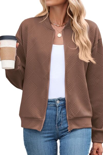 Women Textured Casual Lightweight Trendy Outerwear Coat