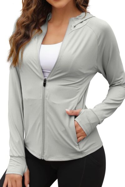 Women UPF 50+ Sun Protection Jacket Hoodie Sun Shirts Hiking Running Athletic Shirt