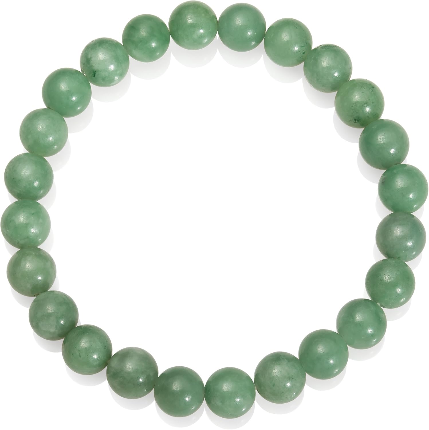Natural Green Jade Good Fortune Stretch Bracelet for Women, 8mm Round Gemstones, Length - 6.5-8.5 Inches | Jewelry for Her | ft Box Included